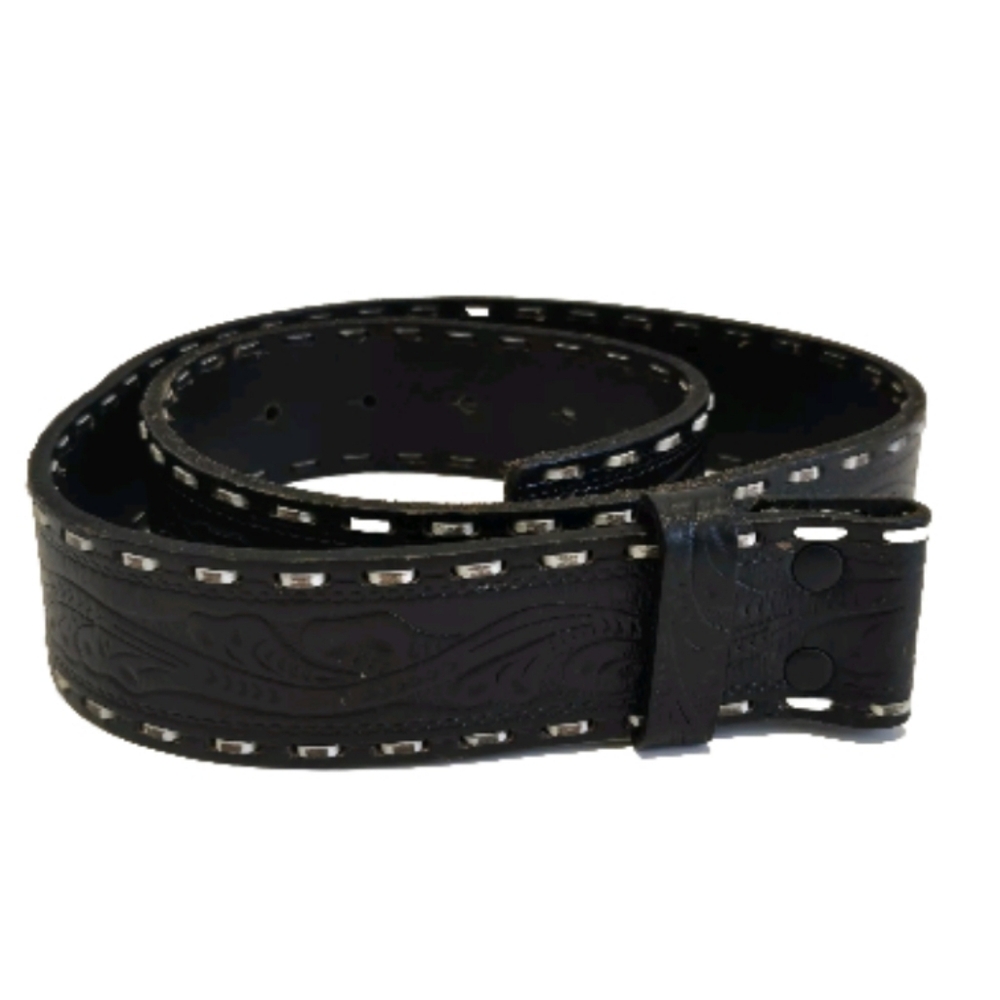 New Roper Vintage Silver Western Brown Handtooled 100% Tip Grain Leather Belt